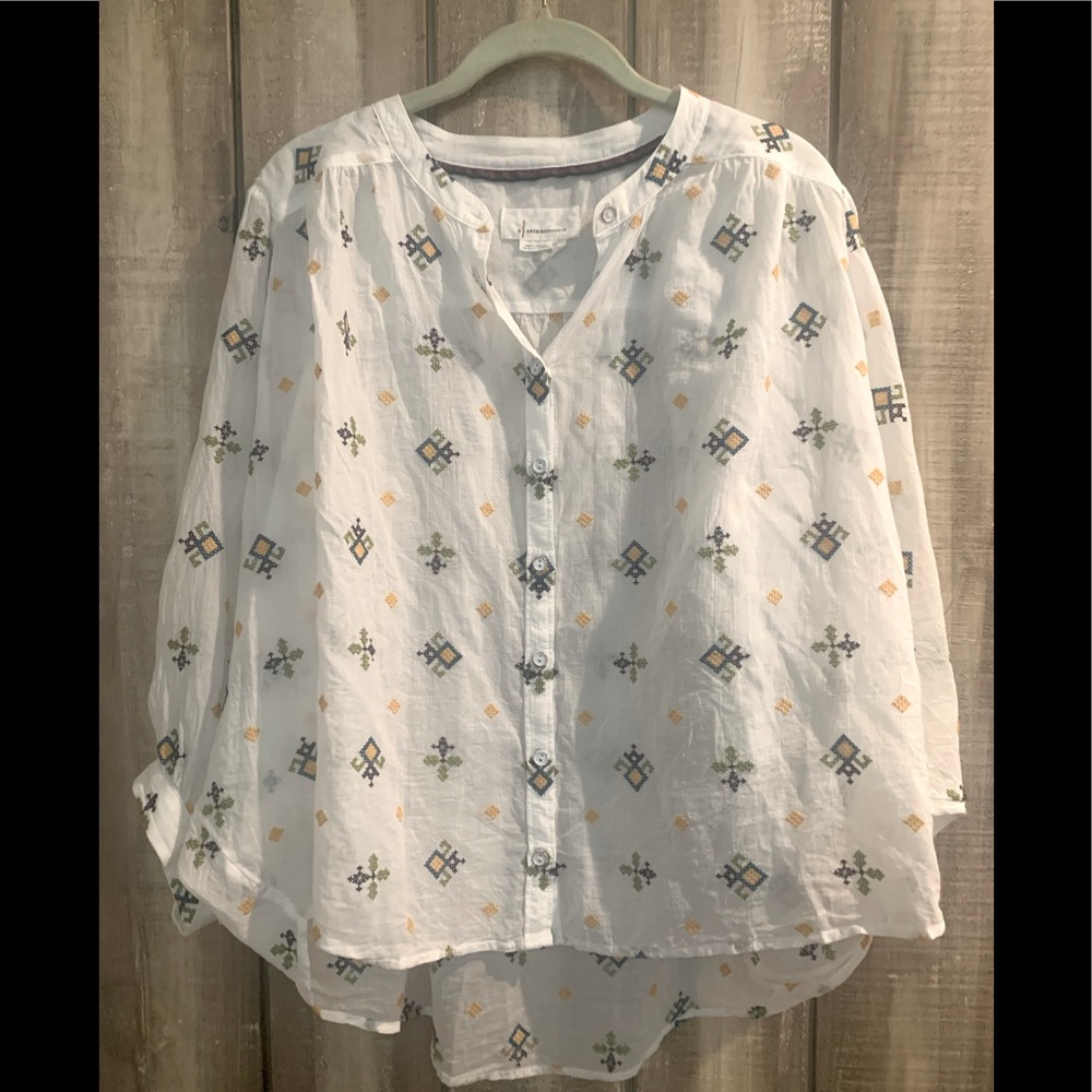 Anthropologie embroidered cotton blouse, MP